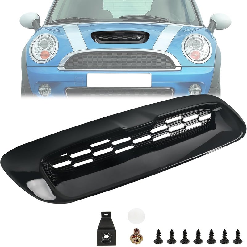 bumxca Front Hood Bonnet Air Intake Vent Scoop Cover Compatible with Mini Cooper S R55 R56 R57 R58 2007-2014, Hood Bonnet Scoop Cover, Front Air Intake Vent for Mini Cooper Accessories (Gloss Black) - Image 1
